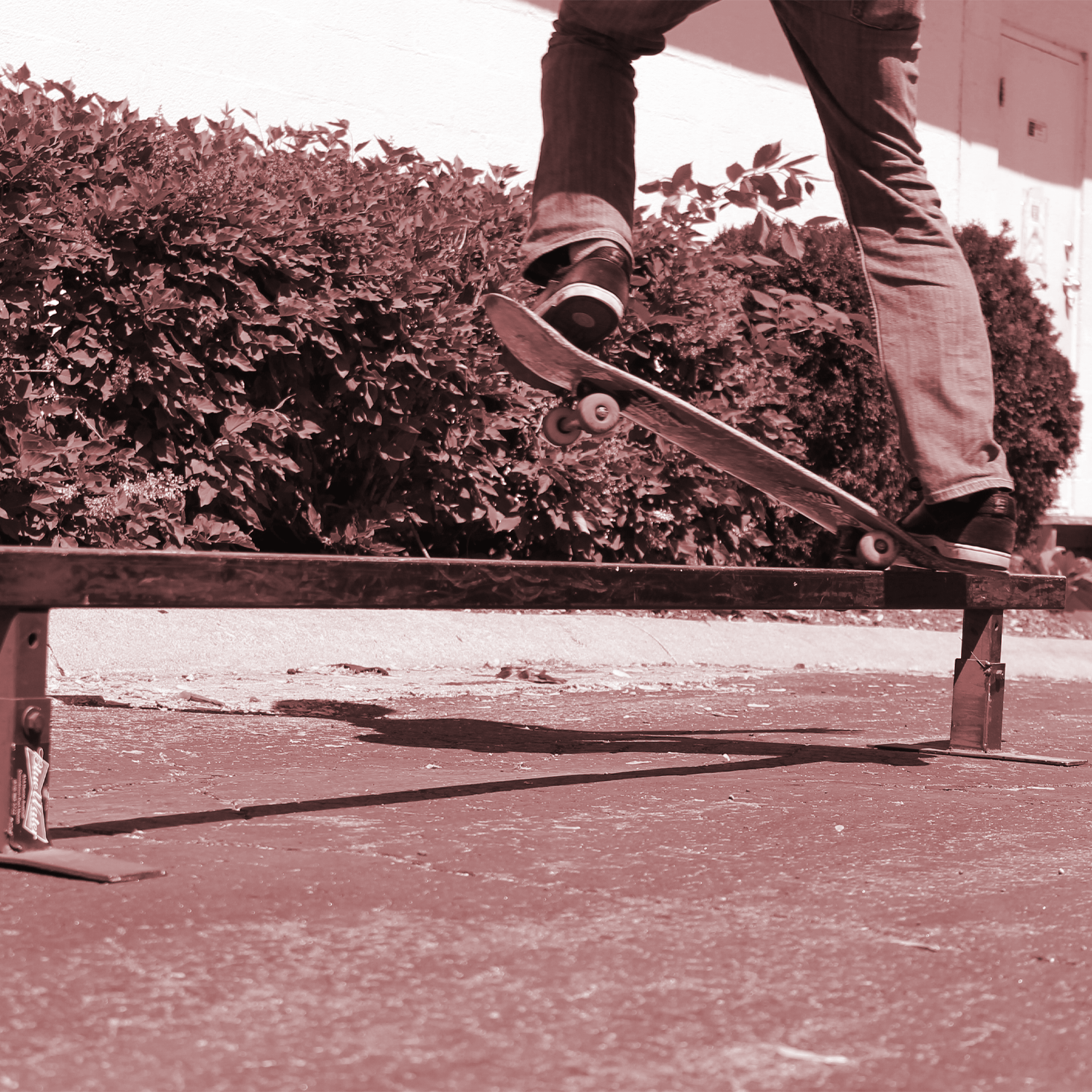 Grinding a rail with bullseye skateboard bearings